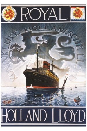 AFFICHE Koninklijke Hollandsche Lloyd - VINTAGE POSTER BANK - thème Mer, Bateaux, Paquebots - Reproduction numérique d'affiche ancienne