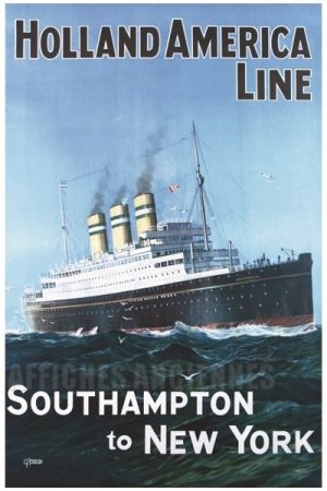 AFFICHE Holland America Line - VINTAGE POSTER BANK - thème Mer, Bateaux, Paquebots- Reproduction numérique d'affiche ancienne