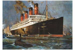 AFFICHE Paquebot Aquitania Cunard Line - VINTAGE POSTER BANK - thème Mer, Bateaux, Paquebots - Reproduction numérique d'affiche ancienne