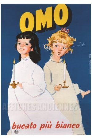 Lessive Omo bucato più bianco - VINTAGE POSTER BANK - thème Hygiène, beauté, thermalisme - Reproduction numérique d'affiche ancienne