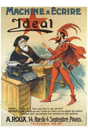 Machine à écrire Idéal Paris - VINTAGE POSTER BANK - thème Energies, Industries, Commerce - Reproduction numérique d'affiche ancienne