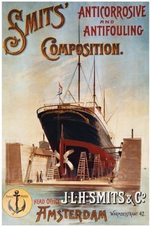 AFFICHE BATEAU Amsterdam - VINTAGE POSTER BANK - thème Energies, Industries, Commerce - Reproduction numérique d'affiche ancienne
