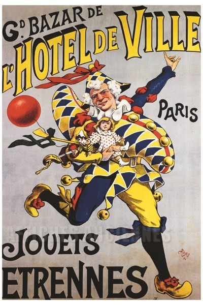 Bazar de l'Hotel de Ville Jouets Paris - VINTAGE POSTER BANK - thème Enfants - Reproduction numérique d'affiche ancienne