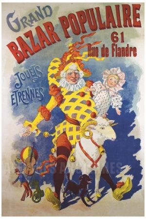 Grand Bazar Populaire rue de Flandre Paris - VINTAGE POSTER BANK - thème Enfants - Reproduction numérique d'affiche ancienne