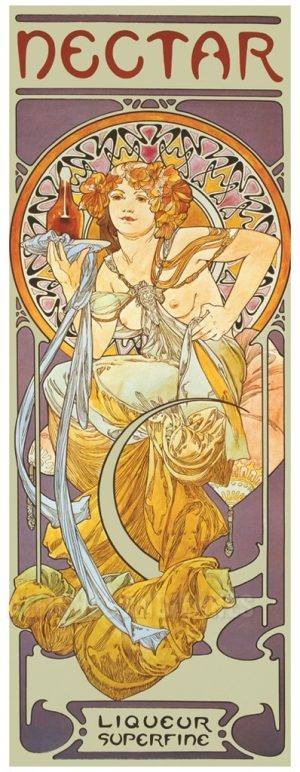 AFFICHE Nectar liqueur super fine par Mucha - VINTAGE POSTER BANK - thème boisson- reproduction numérique d'affiche ancienne