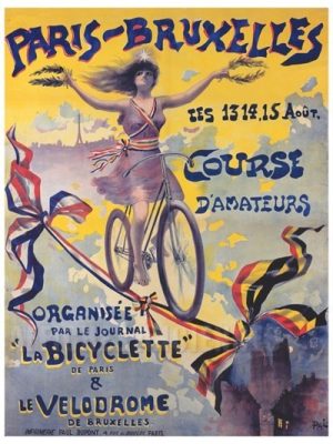 Paris Bruxelles la bicyclette et le vélodrome - VINTAGE POSTER BANK - thème Bicyclette, motocyclette - reproduction numérique d'affiche ancienne