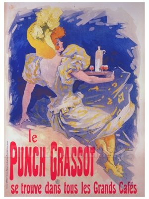 Le Punch Grassot se trouve dans tous les Grands Cafés - VINTAGE POSTER BANK - thème boissons - Reproduction numérique d'affiche ancienne.