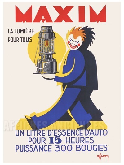 Maxim la lampe à pétrole Lumière pour Tous- VINTAGE POSTER BANK - thème Energies, Industries, Commerce - reproduction numérique d'affiche ancienne