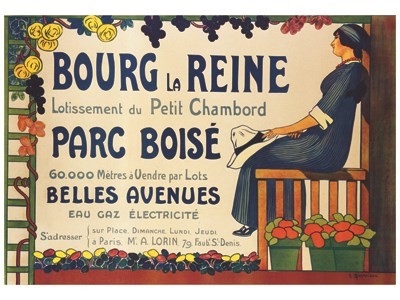 Bourg la Reine Parc Boisé Belles Avenues - VINTAGE POSTER BANK - thème Energies, Industries, Commerce - reproduction numérique d'affiche ancienne