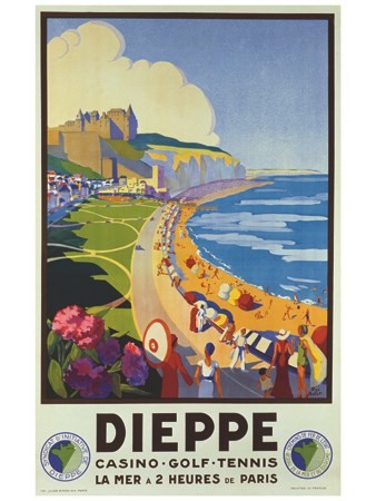 Dieppe - VINTAGE POSTER BANK - thème Mer, Bateaux, Paquebots - reproduction numérique d'affiche ancienne