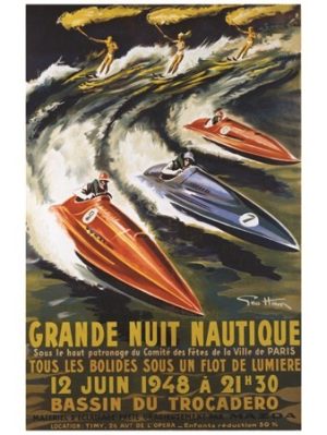 AFFICHE COURSE CANOT NAUTIQUE - VINTAGE POSTER BANK - thème Sports - reproduction numérique d'affiche ancienne