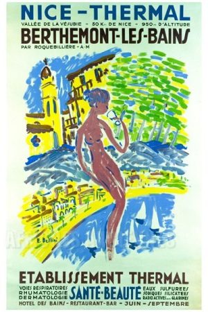 Nice-thermal Vallée de la Vésubie Berthemont-les- Bains - VINTAGE POSTER BANK - thème - reproduction numérique d'affiche ancienne