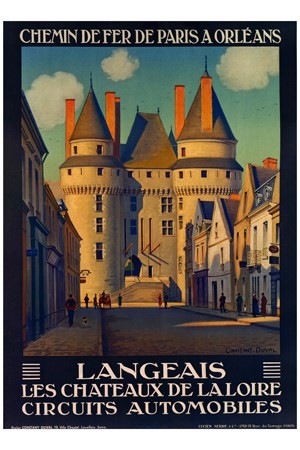 Château de Langeais bords de Loire - VINTAGE POSTER BANK - thème Châteaux et Lieux religieux - reproduction numérique d'affiche ancienne