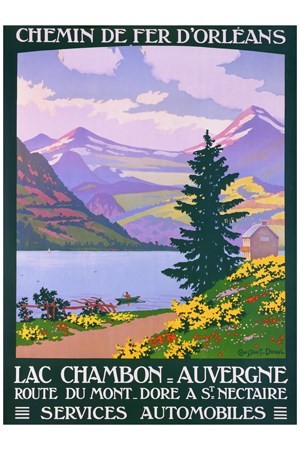 Lac Chambon service automobile - VINTAGE POSTER BANK - thème Montagne - reproduction numérique d'affiche ancienne