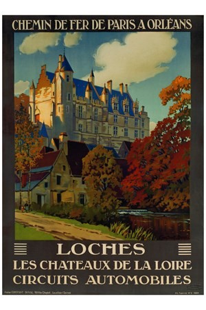 Loches les Châteaux de la Loire - VINTAGE POSTER BANK - thème Châteaux et Lieux religieux - reproduction numérique d'affiche ancienne