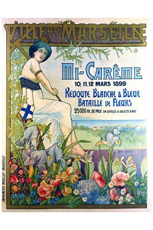 Bataille de fleurs Marseille 1899 - VINTAGE POSTER BANK - thème Spectacles- reproduction numérique d'affiche ancienne