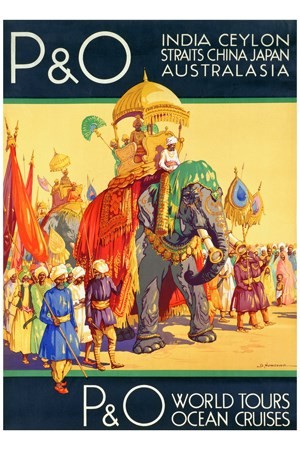 AFFICHE P.0 World Tours Ocean Cruises - VINTAGE POSTER BANK - thème Pays, villes, voyages - reproduction numérique d'affiche ancienne
