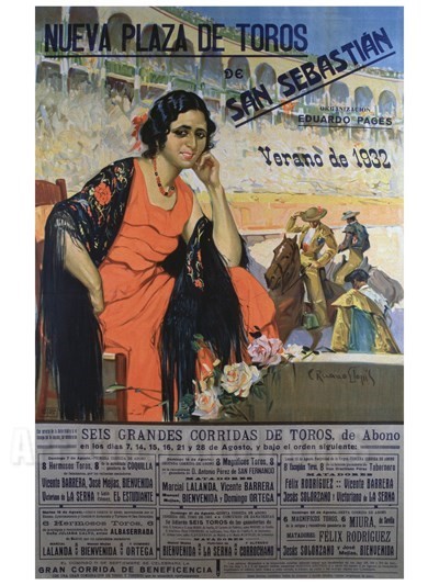 Plaza de Toros San Sebastian verano 1932 - VINTAGE POSTER BANK - thème Pays, villes, voyages - reproduction numérique d'affiche ancienne