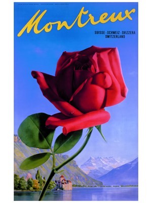 Montreux Suisse - VINTAGE POSTER BANK - thème Montagne - reproduction numérique d'affiche ancienne