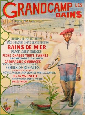 NORMANDIE Grandcamp-les Bains - VINTAGE POSTER BANK - thème Plage - reproduction numérique d'affiche ancienne