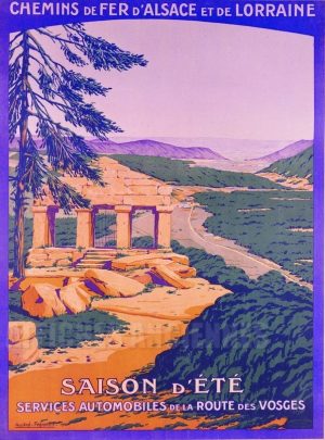 Saison d'été, Services Automobiles de la Route des Vosges - VINTAGE POSTER BANK - thème Montagne - reproduction numérique d'affiche ancienne