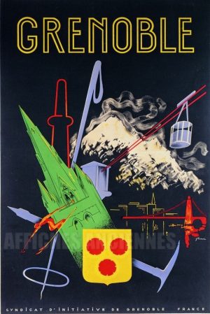 Grenoble Isère - VINTAGE POSTER BANK - Montagne - reproduction numérique d'affiche ancienne