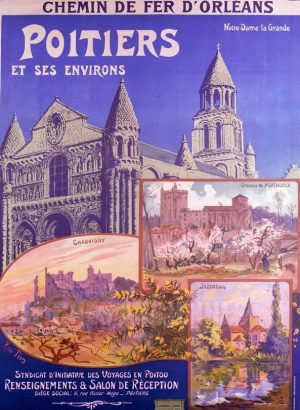 Eglise de Notre-Dame la Grande Poitiers - VINTAGE POSTER BANK - thème Pays, Ville - reproduction numérique d'affiche ancienne