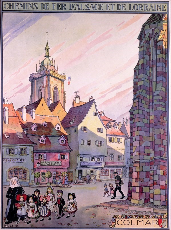 Colmar, Alsace Chemins de Fer d'Alsace et de Lorraine - VINTAGE POSTER BANK - thème Chateaux, lieux religieux - reproduction numérique d'affiche ancienne