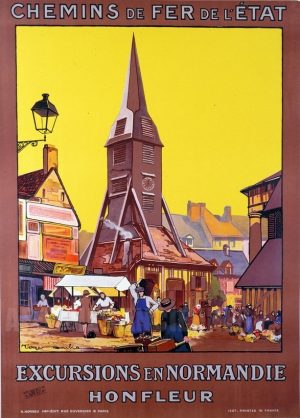 Honfleur Normandie - VINTAGE POSTER BANK - thème Pays, Villes - reproduction numérique d'affiche ancienne