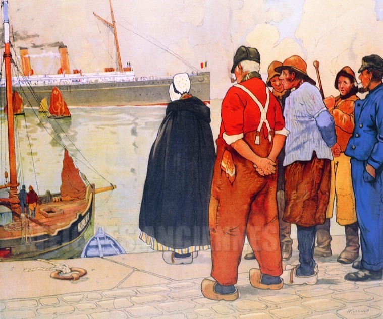 AFFICHE Port de Pêche HOLLANDE - VINTAGE POSTER BANK - thème Mer, bateaux, paquebots - reproduction numérique d'affiche ancienne
