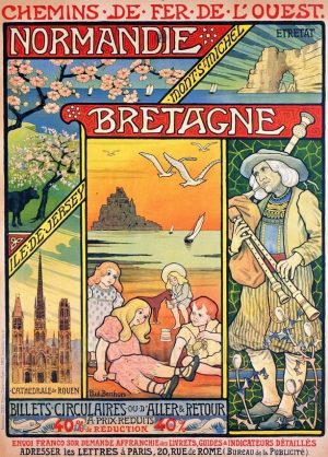 Normandie Bretagne - VINTAGE POSTER BANK - thème Chateaux, lieux religieux - reproduction numérique d'affiche ancienne