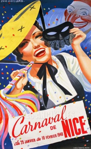 Carnaval de Nice du 29 janvier au 10 février 1948 - VINTAGE POSTER BANK - thème Spectacles - reproduction numérique d'affiche ancienne