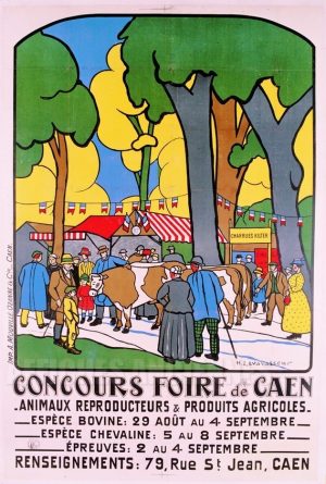 AFICHE ANCIENNE Foire de Caen Normandie- VINTAGE POSTER BANK - thème Alimentation - reproduction numérique d'affiche ancienne