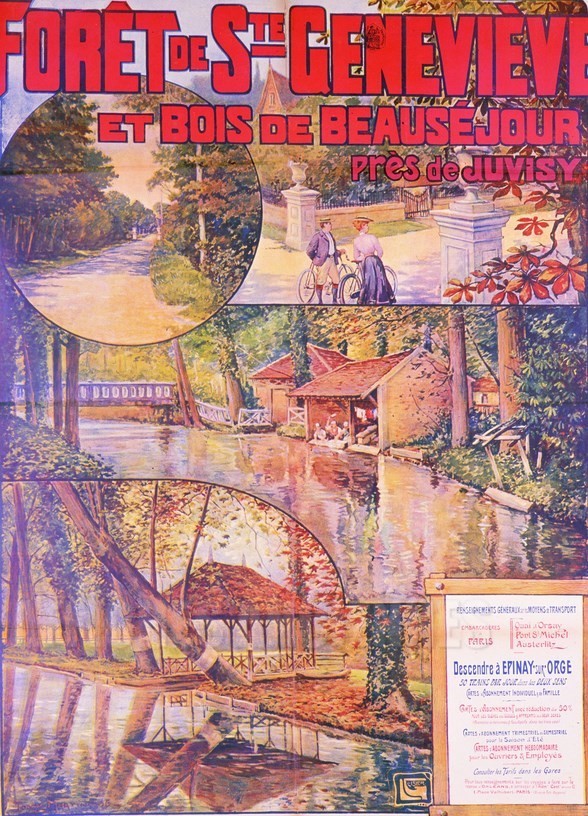 reproduction affiche ancienne Forêt de sainte-Genevieve et ses Alentours - VINTAGE POSTER BANK - thème fleuves, rivières, lacs- reproduction numérique d'affiche ancienne