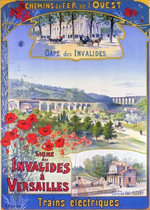 Gare des Invalides Paris - VINTAGE POSTER BANK - thème Train - reproduction numérique d'affiche ancienne
