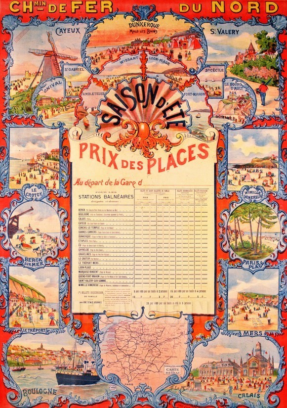 NORMANDIE Prix des places , plages du Nord - VINTAGE POSTER BANK - thème Plage - reproduction numérique d'affiche ancienne