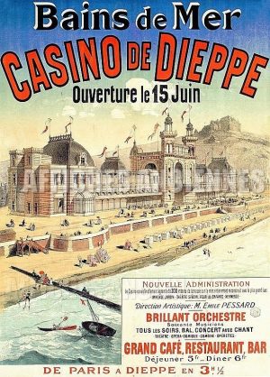 NORMANDIE Casino de Dieppe Bains de Mer - VINTAGE POSTER BANK - thème Plage - reproduction numérique d'affiche ancienne