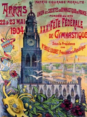 Arras Fête Fédérale de Gymnastique - VINTAGE POSTER BANK - thème Chateaux, lieux religieux - reproduction numérique d'affiche ancienne