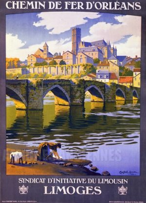 Limoges Chemin de Fer d'Orléans- VINTAGE POSTER BANK - thème Fleuves, rivières, lacs - reproduction numérique d'affiche ancienne