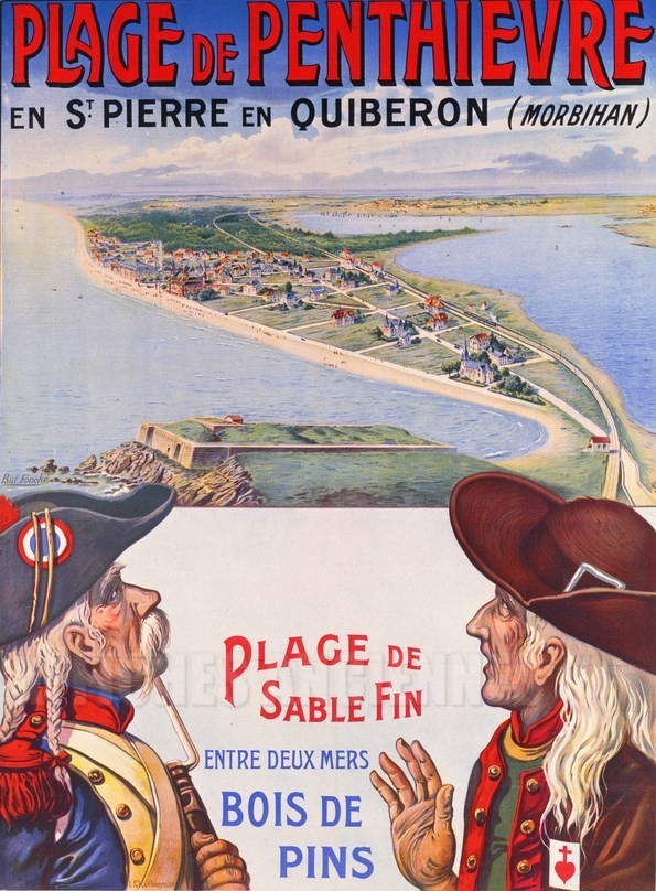 Plage de Penthièvre - Morbihan Bretagne - VINTAGE POSTER BANK - thème Plage - reproduction numérique d'affiche ancienne