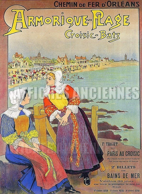 Armorique plage, Bretagne VINTAGE POSTER BANK - thème Plage - reproduction numérique d'affiche ancienne