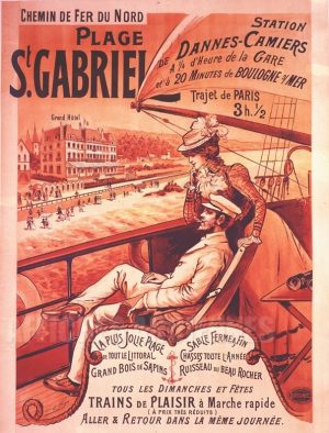 AFFICHE Plage Saint Gabriel près de Boulogne sur Mer - VINTAGE POSTER BANK - thème Plage - reproduction numérique d'affiche ancienne