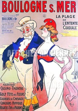 NORMANDIE Boulogne-sur-Mer Plage de l'Entente Cordiale - VINTAGE POSTER BANK - thème Plage - reproduction numérique d'affiche ancienne