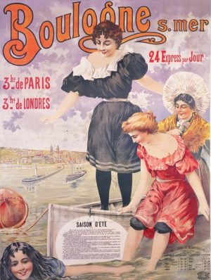 AFFICHE Boulogne-sur-Mer VINTAGE POSTER BANK - thème Plage - reproduction numérique d'affiche ancienne