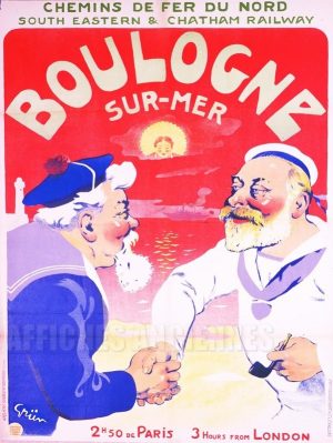 AFFICHE Boulogne sur Mer - VINTAGE POSTER BANK - thème Mer, bateaux, paquebots - reproduction numérique d'affiche ancienne