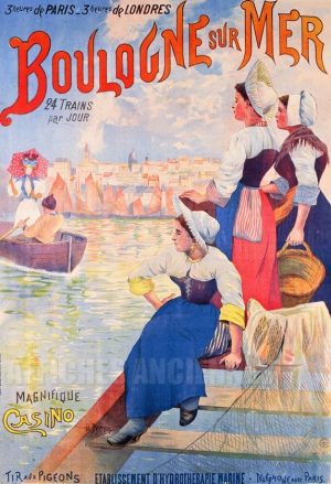 AFFICHE Boulogne-sur-Mer - VINTAGE POSTER BANK - thème Mer, bateaux, paquebots - reproduction numérique d'affiche ancienne