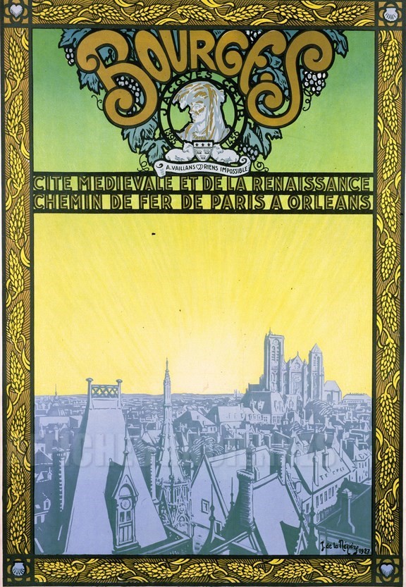 Bourges Cité Médiévale et de la Renaissance - VINTAGE POSTER BANK - thème Chateaux, lieux religieux - reproduction numérique d'affiche ancienne