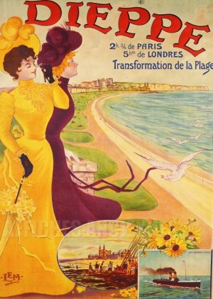 AFFFICHE Dieppe - VINTAGE POSTER BANK - thème Plage - reproduction numérique d'affiche ancienne