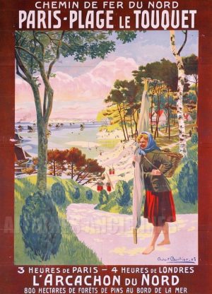 AFFICHE Paris-Plage Le Touquet - VINTAGE POSTER BANK - thème Plage - reproduction numérique d'affiche ancienne