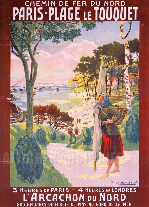 AFFICHE Paris-Plage Le Touquet - VINTAGE POSTER BANK - thème Plage - reproduction numérique d'affiche ancienne